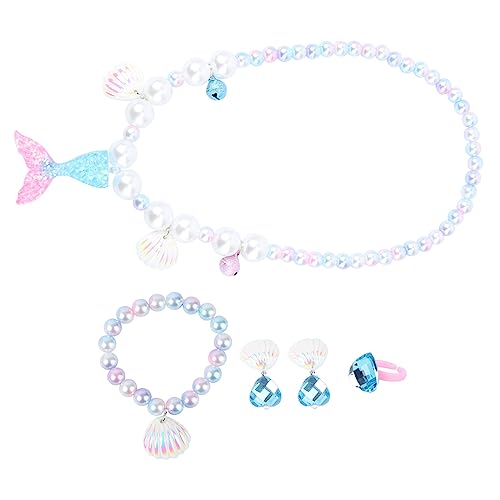 ERINGOGO Teiliges Schmuckset Mit Meerjungfrau Anhänger Perlenhalskette Armband Und Ring Für Mädchen Süßes Babyaccessoire Für Kindergeburtstag ERINGOGO Teiliges Schmuckset Mit Meerjungfrau Anhänger Perlenhalskette Armband Und Ring Für Mädchen Süßes Babyaccessoire Für Kindergeburtstag von ERINGOGO
