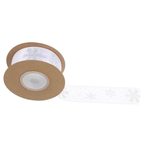 ERINGOGO Weißes Schneeflocken Chiffon Geschenkband Weihnachtsdeko Dekoband Strap Für DIY Basteln Schleifen Schleifenband Verpackung von ERINGOGO
