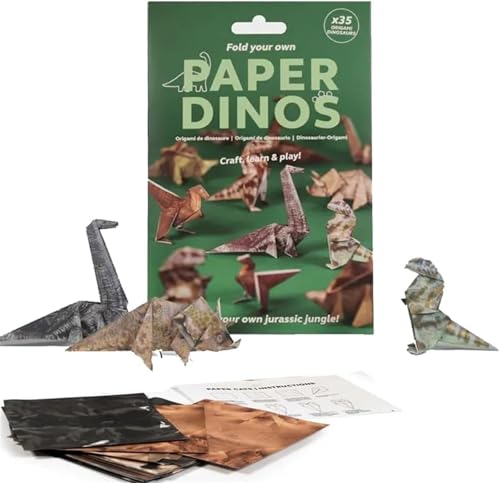 DIY Papier Katzen Origami Kit - 50 Blatt DIY Origami Papier zum Falten Niedliche Katze, Hund & Dinosaurier Figuren, Kreatives Origami Tier Bastelset für Tierliebhaber (Dinosaurier) von ERISAMO