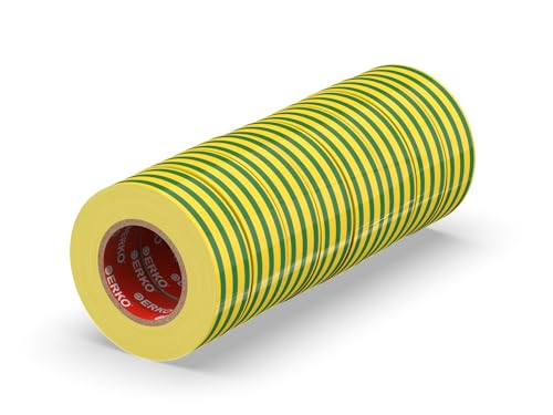 ERKO Isolierband Gelb-grün 19mm x 20m PVC Set 8 Stück Elektrische Leitungen Reparatur, Hochflexibel mit starker Klebekraft, Chemiebeständig, Wasserfest, Klebeband ERKO Isolierband Gelb-grün 19mm x 20m PVC Set 8 Stück Elektrische Leitungen Reparatur, Hochflexibel mit starker Klebekraft, Chemiebeständig, Wasserfest, Klebeband von ERKO