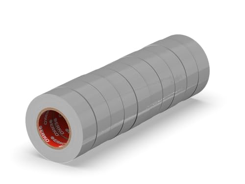 ERKO Isolierband Grau 15mm x 10m PVC Set 10 Stück Elektrische Leitungen Reparatur, Hochflexibel mit starker Klebekraft, Chemiebeständig, Wasserfest, Klebeband ERKO Isolierband Grau 15mm x 10m PVC Set 10 Stück Elektrische Leitungen Reparatur, Hochflexibel mit starker Klebekraft, Chemiebeständig, Wasserfest, Klebeband von ERKO