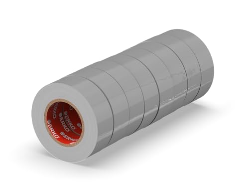 ERKO Isolierband Grau 19mm x 20m PVC Set 8 Stück Elektrische Leitungen Reparatur, Hochflexibel mit starker Klebekraft, Chemiebeständig, Wasserfest, Klebeband ERKO Isolierband Grau 19mm x 20m PVC Set 8 Stück Elektrische Leitungen Reparatur, Hochflexibel mit starker Klebekraft, Chemiebeständig, Wasserfest, Klebeband von ERKO