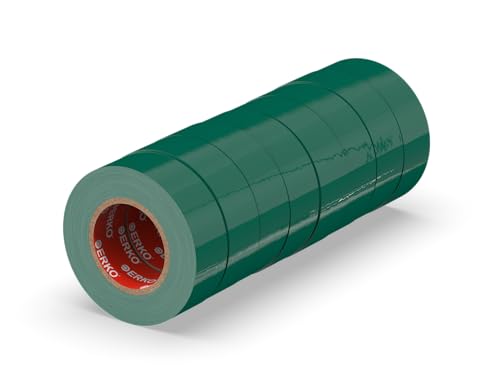 ERKO Isolierband Grün 19mm x 20m PVC Set 8 Stück Elektrische Leitungen Reparatur, Hochflexibel mit starker Klebekraft, Chemiebeständig, Wasserfest, Klebeband ERKO Isolierband Grün 19mm x 20m PVC Set 8 Stück Elektrische Leitungen Reparatur, Hochflexibel mit starker Klebekraft, Chemiebeständig, Wasserfest, Klebeband von ERKO