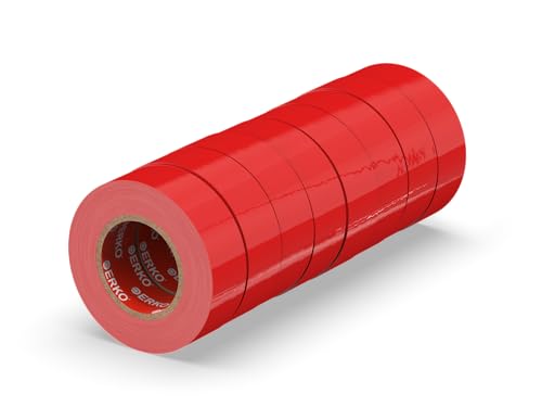 ERKO Isolierband Rot 19mm x 20m PVC Set 8 Stück Elektrische Leitungen Reparatur, Hochflexibel mit starker Klebekraft, Chemiebeständig, Wasserfest, Klebeband ERKO Isolierband Rot 19mm x 20m PVC Set 8 Stück Elektrische Leitungen Reparatur, Hochflexibel mit starker Klebekraft, Chemiebeständig, Wasserfest, Klebeband von ERKO