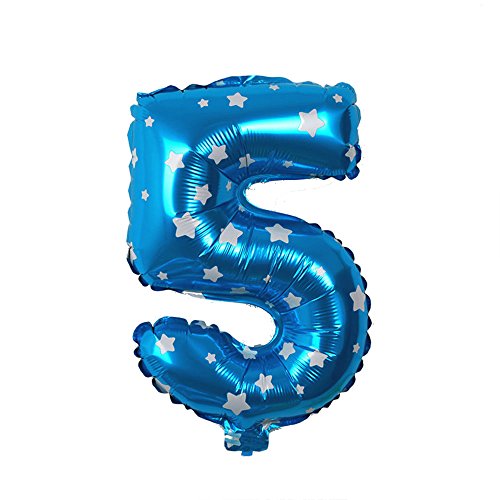 EROSPA® Luftballon Zahl 5 - Geburtstag Hochzeit Ziffern Folie Feier 40 cm - blau (5) von EROSPA
