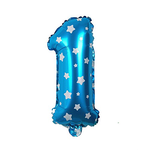 EROSPA® Luftballon Zahlen 1 - Geburtstag Hochzeit Ziffern Folie Feier 40 cm - blau (1) von EROSPA