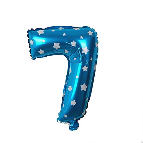 EROSPA® Luftballons Zahl 7 - Geburtstag Hochzeit Ziffern Folie Feier 40 cm - blau (7) von EROSPA