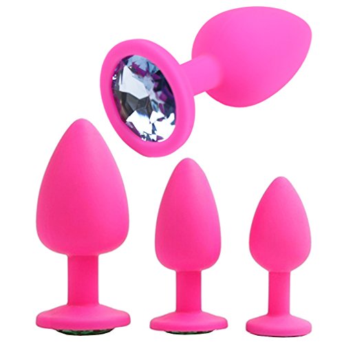 EROSPA® Silikon Analplug mit Schmuckstein Buttplug Anal-Plug pink samtweiche Oberfläche 3 Größen (S) von EROSPA
