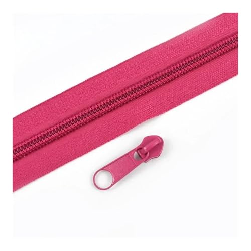 ERQIAO 1–10 m, 3# 5# Nylon-Spule, Reißverschlussband mit Reißverschlüssen, Schieber für Kleidersack, buntes Dekor, Reißverschluss-Reparatur-Kits, DIY-Nähzubehör (Hot Pink, 2M2PCS_NO5) von ERQIAO