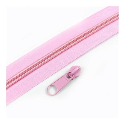 ERQIAO 1–10 m, 3# 5# Nylon-Spule, Reißverschlussband mit Reißverschlüssen, Schieber für Kleidersack, buntes Dekor, Reißverschluss-Reparatur-Kits, DIY-Nähzubehör (Rosa, 2M2PCS_NO3) von ERQIAO