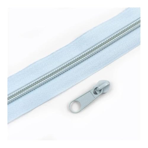 ERQIAO 1–10 m, 3# 5# Nylon-Spule, Reißverschlussband mit Reißverschlüssen, Schieber für Kleidersack, buntes Dekor, Reißverschluss-Reparatur-Kits, DIY-Nähzubehör (hellblau, 3M3PCS_NO3) von ERQIAO