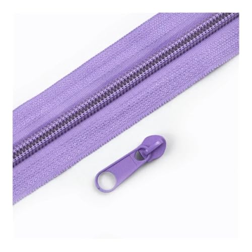 ERQIAO 1–10 m, Nylon-Spule, Reißverschlussband mit Reißverschlüssen, Schieber für Kleidersack, buntes Dekor, Reißverschluss-Reparatur-Kits, DIY-Nähzubehör (Hellviolett, 10M10PCS_NO5) von ERQIAO