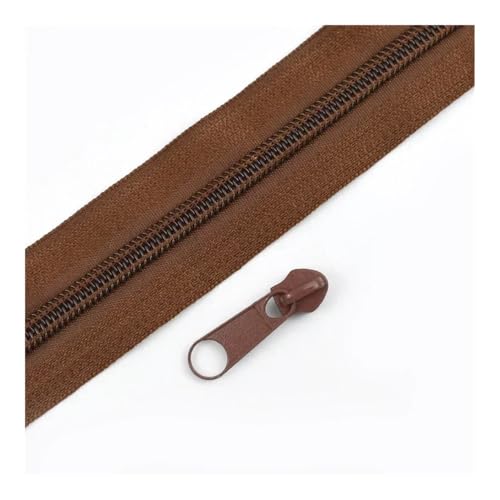 ERQIAO 1–10 m, Nylon-Spule, Reißverschlussband mit Reißverschlüssen, Schieber für Kleidersack, buntes Dekor, Reißverschluss-Reparatur-Kits, DIY-Nähzubehör (Kaffee, 2 M2PCS_NO5) von ERQIAO
