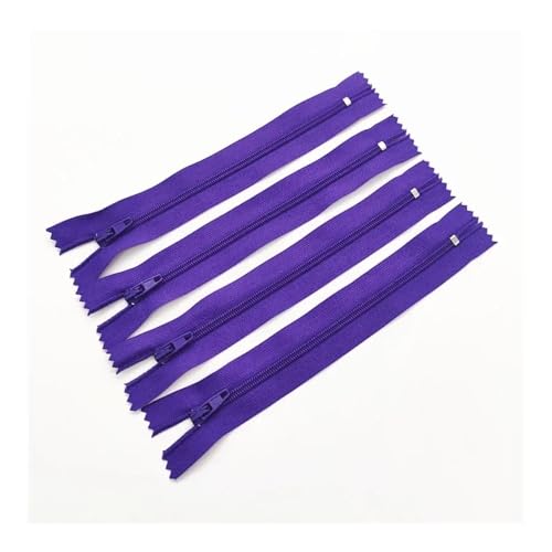 ERQIAO 10 Stück 3# 7,5 cm - 60 cm, geschlossener Nylon-Spiralreißverschluss, geeignet für Kleidung, 20 Farben (Dunkelviolett, 20 cm, 10 Stück) von ERQIAO