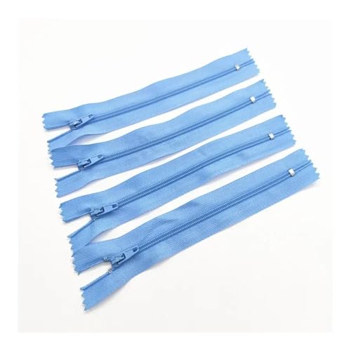 ERQIAO 10 Stück 3# 7,5 cm - 60 cm, geschlossener Nylon-Spiralreißverschluss, geeignet für Kleidung, 20 Farben (Hellblau, 10 cm, 10 Stück) von ERQIAO