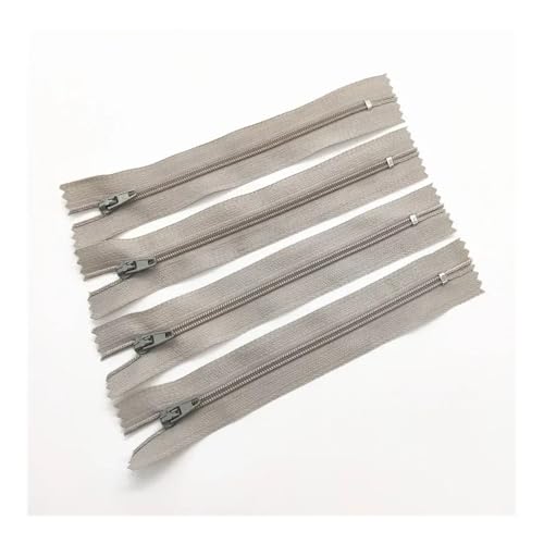 ERQIAO 10 Stück 3# 7,5 cm - 60 cm, geschlossener Nylon-Spiralreißverschluss, geeignet für Kleidung, 20 Farben (Hellgrau, 7,5 cm, 10 Stück) von ERQIAO