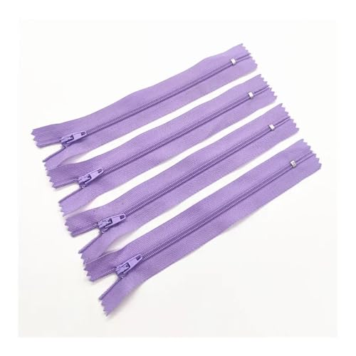 ERQIAO 10 Stück 3# 7,5 cm - 60 cm, geschlossener Nylon-Spiralreißverschluss, geeignet für Kleidung, 20 Farben (Hellviolett, 60 cm, 10 Stück) von ERQIAO