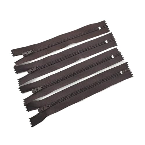 ERQIAO 10 Stück 3# 7,5 cm - 60 cm, geschlossener Nylon-Spiralreißverschluss, geeignet für Kleidung, 20 Farben (Kaffee, 40 cm, 10 Stück) von ERQIAO