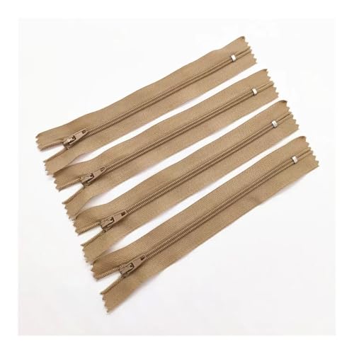 ERQIAO 10 Stück 3# 7,5 cm - 60 cm, geschlossener Nylon-Spiralreißverschluss, geeignet für Kleidung, 20 Farben (Khaki, 40 cm, 10 Stück) von ERQIAO