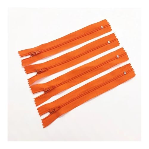 ERQIAO 10 Stück 3# 7,5 cm - 60 cm, geschlossener Nylon-Spiralreißverschluss, geeignet für Kleidung, 20 Farben (Orange, 60 cm, 10 Stück) von ERQIAO