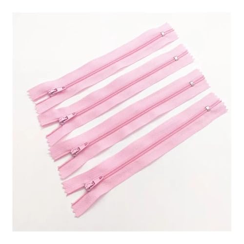 ERQIAO 10 Stück 3# 7,5 cm - 60 cm, geschlossener Nylon-Spiralreißverschluss, geeignet für Kleidung, 20 Farben (Rosa, 12,5 cm, 10 Stück) von ERQIAO