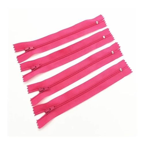 ERQIAO 10 Stück 3# 7,5 cm - 60 cm, geschlossener Nylon-Spiralreißverschluss, geeignet für Kleidung, 20 Farben (Rosarot, 20 cm), 10 Stück von ERQIAO