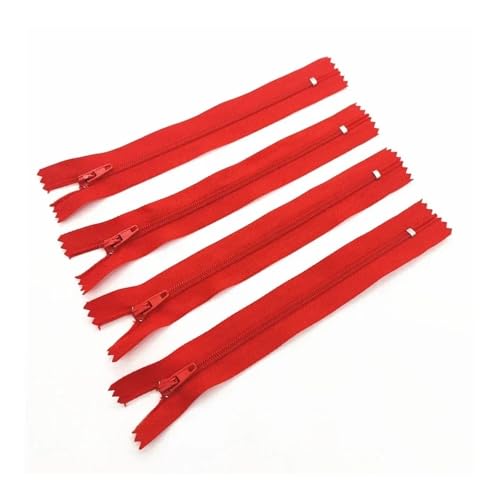 ERQIAO 10 Stück 3# 7,5 cm - 60 cm, geschlossener Nylon-Spiralreißverschluss, geeignet für Kleidung, 20 Farben (Rot, 25 cm, 10 Stück) von ERQIAO