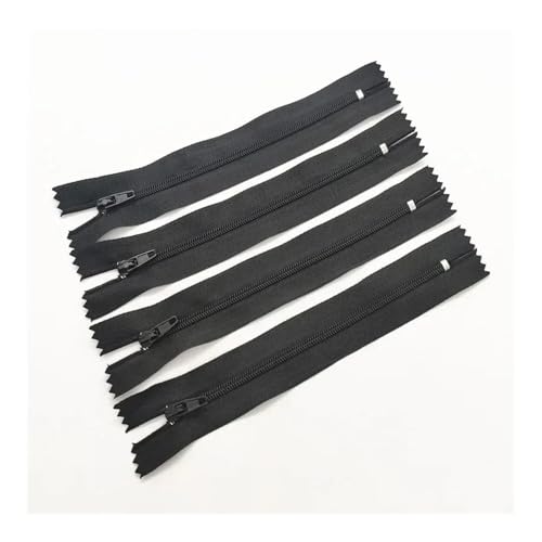 ERQIAO 10 Stück 3# 7,5 cm - 60 cm, geschlossener Nylon-Spiralreißverschluss, geeignet für Kleidung, 20 Farben (Schwarz, 30 cm, 10 Stück) von ERQIAO