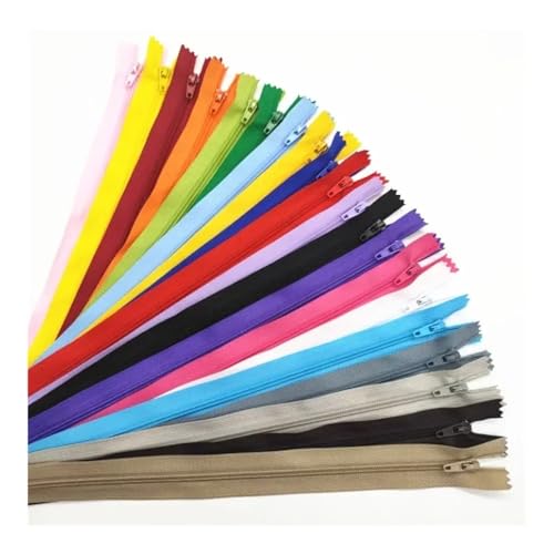 ERQIAO 10 Stück 3# 7,5 cm - 60 cm geschlossener Nylon-Spiralreißverschluss, geeignet für Kleidung, 20 Farben (Mix, 40 cm, 10 Stück) von ERQIAO
