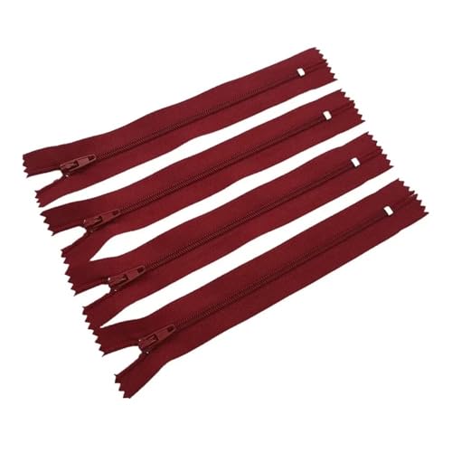 ERQIAO 10 Stück 3# 7,5 cm - 60 cm geschlossener Nylon-Spiralreißverschluss, geeignet für Kleidung, 20 Farben (Rotwein, 40 cm, 10 Stück) von ERQIAO