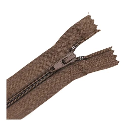 ERQIAO 10 Stück lange Nylon-Reißverschlüsse aus Kunststoff, Nr. 3: 12 cm, 15 cm, 20 cm, 25 cm, 30 cm, 35 cm, 40 cm, 45 cm, 50 cm, 55 cm, 60 cm, für Nähtaschen, Kleidungsstücke (braune Nummer 299,35 cm von ERQIAO