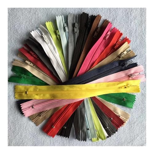 ERQIAO 10 Stück lange Nylon-Reißverschlüsse aus Kunststoff Nr. 3: 12 cm, 15 cm, 20 cm, 25 cm, 30 cm, 35 cm, 40 cm, 45 cm, 50 cm, 55 cm, 60 cm, zum Nähen von Taschen, Kleidungsstücken (zufällige von ERQIAO