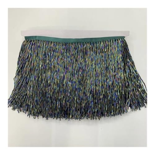 ERQIAO 15 cm breite Fransenperle, Quasten, Borte, Spitze, für DIY-Zubehör, Heimtextilien, Tanzband (Schwarzgrün) von ERQIAO