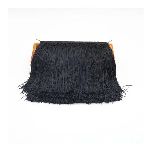 ERQIAO 15cm Lange Quaste Fransen Trim Polyester Spitze Band Quasten für Vorhänge Kleidung Fransen für Nähen Trimmen Handwerk (Schwarz) von ERQIAO