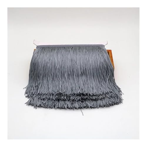 ERQIAO 15cm Lange Quaste Fransen Trim Polyester Spitze Band Quasten für Vorhänge Kleidung Fransen für Nähen Trimmen Handwerk (Silbergrau) von ERQIAO