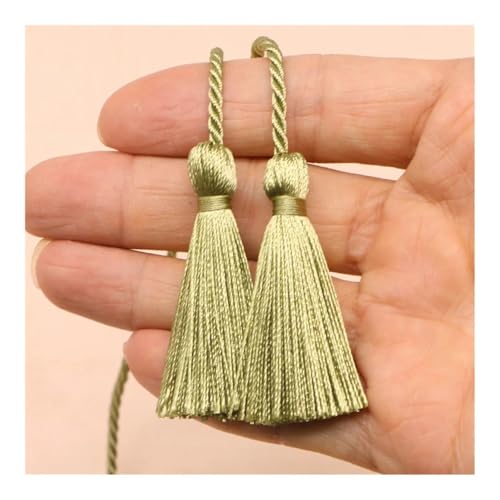 ERQIAO 5 Stück/Packung 54 cm Farbe Polyester Eisseide lange Quastenborte DIY Handwerk Vorhänge zum Aufhängen von Seil, Fransenborte Ornamente, Kleidungszubehör (fruchtgrüne Quaste) von ERQIAO