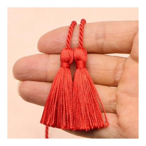 ERQIAO 5 Stück/Packung 54 cm Farbe Polyester Eisseide lange Quastenborte DIY Handwerk Vorhänge zum Aufhängen von Seil, Fransenborte Ornamente, Kleidungszubehör (rote Quaste) von ERQIAO