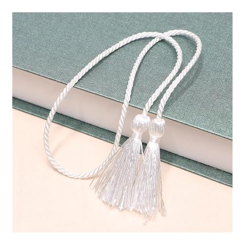 ERQIAO 5 Stück/Packung 54 cm Farbe Polyester Eisseide lange Quastenborte DIY Handwerk Vorhänge zum Aufhängen von Seil, Fransenborte Ornamente, Kleidungszubehör (weiße Quaste) von ERQIAO