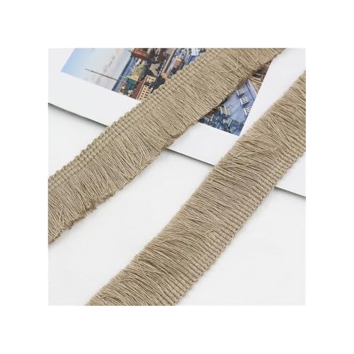 ERQIAO 5 m dicke Quasten-Verzierungen, Polyester, 2,5 cm breit, für Vorhänge, Kissen, Ohrringe, Taschen, Kleidung, dekorative Fransen aus Spitze (Khaki) von ERQIAO