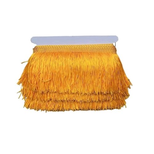 ERQIAO 9 cm x 10 Meter kurze Quasten Spitze Quasten für Vorhänge Kleider Nähen DIY Zubehör (10 Stück, Goldgelb) von ERQIAO