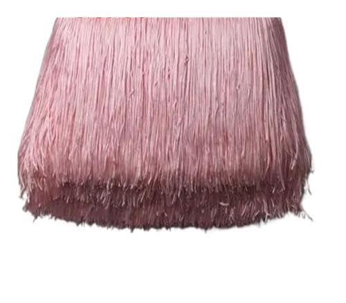ERQIAO Fransenborte mit kurzen Quasten, 9 cm x 10 m, Spitze für selbstgemachte Vorhänge, Kleider, Nähfarben, Besätze, DIY-Zubehör (13 Hellrosa) von ERQIAO