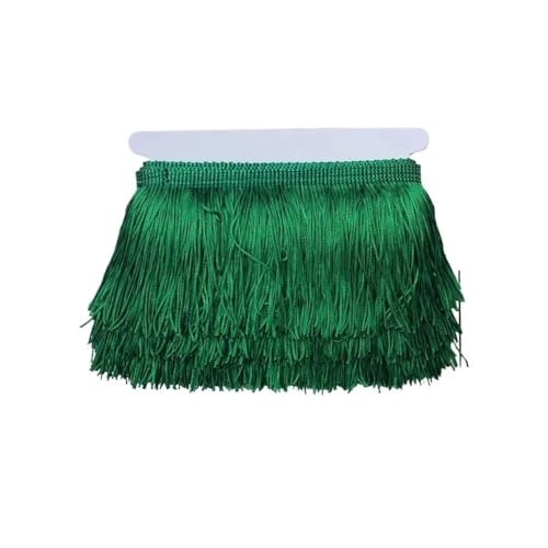 ERQIAO Fransenborte mit kurzen Quasten, 9 cm x 10 m, Spitze für selbstgemachte Vorhänge, Kleider, Nähfarben, Besätze, DIY-Zubehör (23 Grün) von ERQIAO