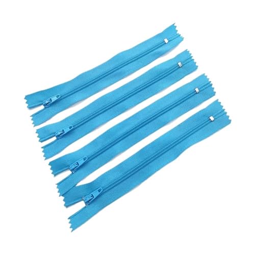 ERQIAO Geschlossener Nylon-Spiralreißverschluss, geeignet für Kleidung, 20 Farben (Seeblau, 10 cm), 10 Stück, 10 Stück von ERQIAO