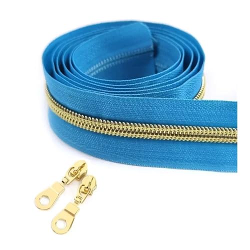 ERQIAO Nylon-Reißverschlussband, Meterware, 1–10 m, zum Nähen von Kleidertaschen, Reißverschluss, Schieberverschluss, Dekor, Reißverschlüsse, Reparaturset, DIY-Zubehör (schwarz, 5 m, 5 Stück Schieber von ERQIAO