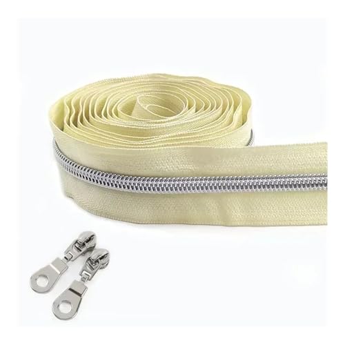 ERQIAO Nylon-Reißverschlussband, Meterware, 1–10 m, zum Nähen von Kleidertaschen, Reißverschluss, Schieberverschluss, Dekor-Reißverschlüsse, Reparaturset, DIY-Zubehör (Khaki, 10 Meter, 10 Stück von ERQIAO