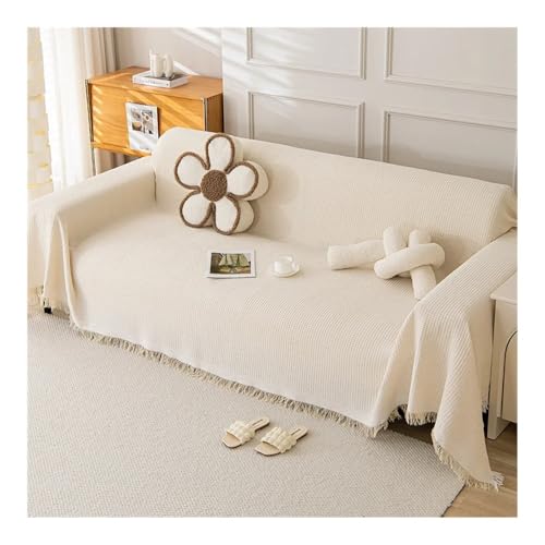 ERQIAO Sofahandtuch mit vollständiger Abdeckung, cremefarben, winddicht, Baumwollgarn, Campingdecke, Sofakissenbezug, für alle Jahreszeiten, universell einsetzbar (Sofabezug 1,180 x 300 cm) von ERQIAO