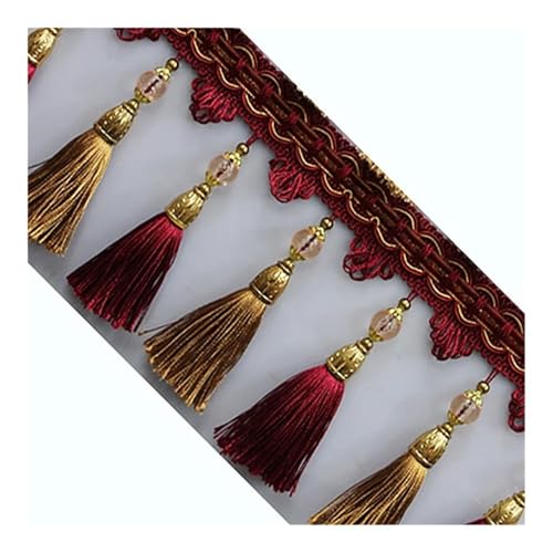 ERQIAO Spitzenband mit Acrylperlen, 1 Meter, Spitzenband für Nähen, Vorhänge, Accessoires, europäische Dekoration (8) von ERQIAO