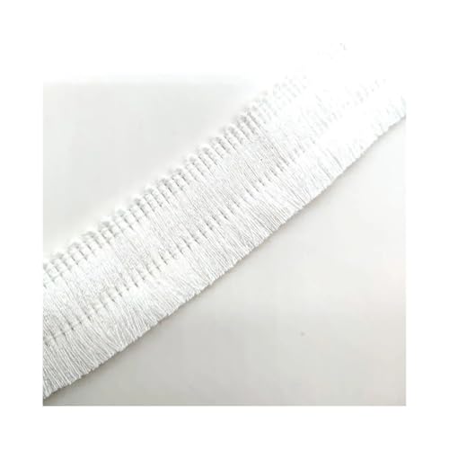ERQIAO Spitzenband mit Quasten, Fransen, Baumwolle, ethnisches Spitzenband, Nähen, lateinamerikanisches Kleid, Bühnenkleidung, Vorhang, dekorativ, DIY (weiß) von ERQIAO