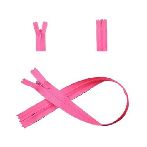 ERQIAO Unsichtbarer Nylon-Reißverschluss zum Nähen, für Kleidung, Nähzubehör, Taschen, 28/35/40/45/50/55/60 cm (Rosa, Gesamtlänge 50 cm, 10 Stück) von ERQIAO