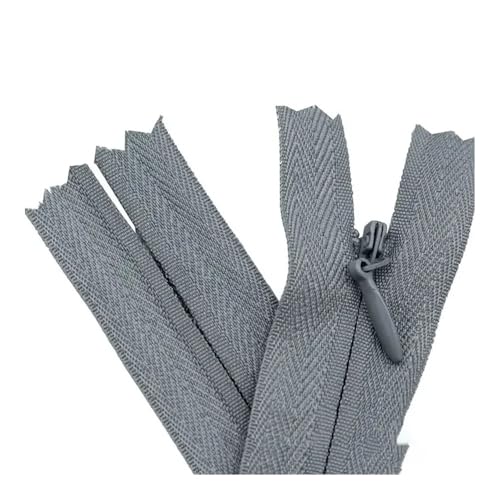 ERQIAO Unsichtbarer Nylon-Reißverschluss zum Nähen, für Kleidung, Nähzubehör, Taschen, 28/35/40/45/50/55/60 cm (grau, Gesamtlänge 35 cm, 10 Stück) von ERQIAO